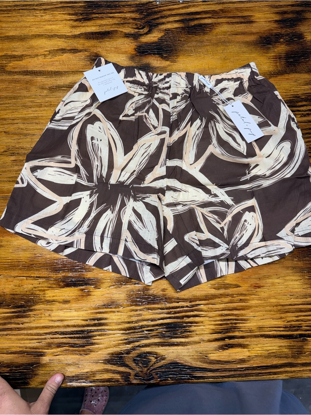 Petal & Pup Brown and Cream Floral Print Bermuda Shorts